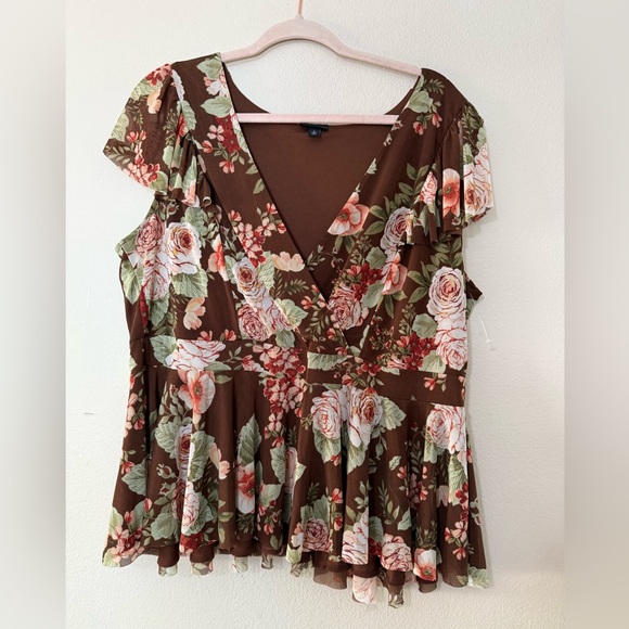 torrid Tops - Torrid Brown Floral Blouse